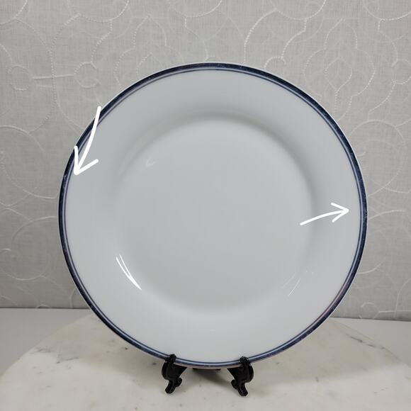 Williams Sonoma Open Kitchen Plate 9" Blue Gold Rim Salad Dinnerware - Picture 13 of 15
